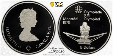 1974 $5 Rowing PR69DCAM