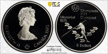 1975 $5 Javelin PR69DCAM