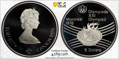 1976 $5 Olympic Flame PR69DCAM