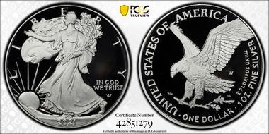 2021-W  $1 Silver Eagle - Type 2 First Strike PR70DCAM