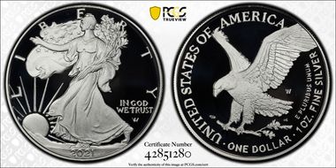 2021-W  $1 Silver Eagle - Type 2 First Strike PR70DCAM