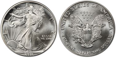 1990 $1 Silver Eagle MS68