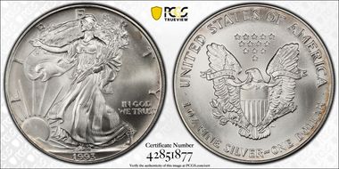 1993 $1 Silver Eagle MS67