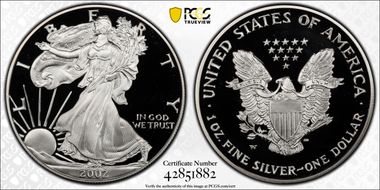 2002-W $1 Silver Eagle PR69DCAM