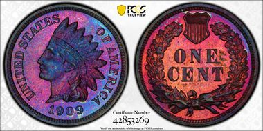 1909 1C Indian PR65BN