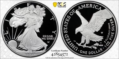 2021-W  $1 Silver Eagle - Type 2 First Strike PR70DCAM