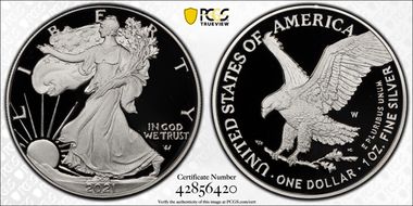 2021-W  $1 Silver Eagle - Type 2 First Strike PR70DCAM