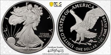 2021-W  $1 Silver Eagle - Type 2 First Strike PR70DCAM