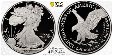 2021-W  $1 Silver Eagle - Type 2 First Strike PR70DCAM