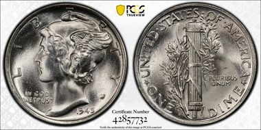 1945-S 10C Micro S MS67