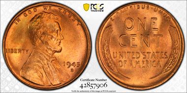 1945-S 1C MS67+ RD