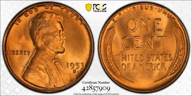 1953-S 1C MS67+ RD