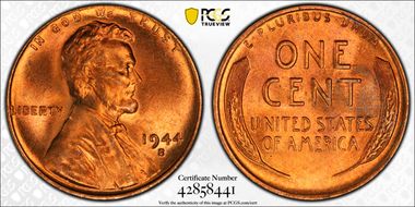 1944-S 1C MS67RD
