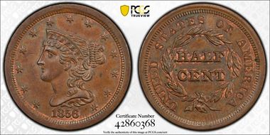 1856 1/2C MS62BN