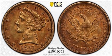 1881 $5 AU53
