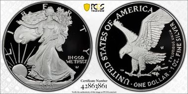 2021-W  $1 Silver Eagle - Type 2 First Strike PR70DCAM