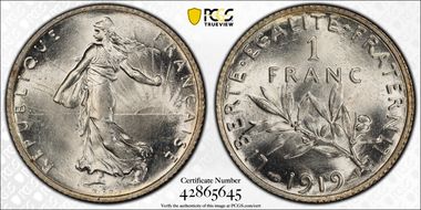 1919 1 Fr Gad-467 F-217 MS65