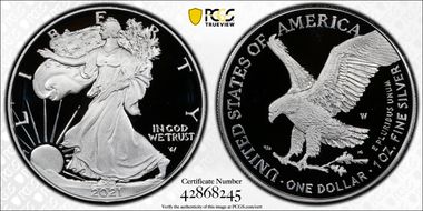 2021-W  $1 Silver Eagle - Type 2 First Strike PR69DCAM