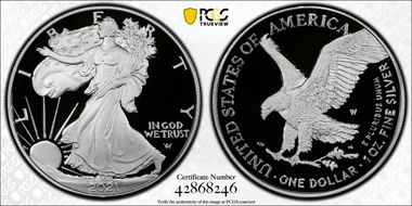 2021-W  $1 Silver Eagle - Type 2 First Strike PR70DCAM