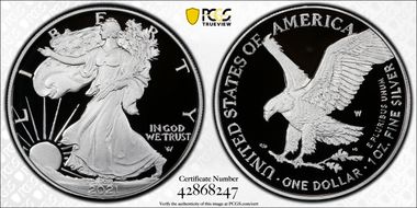 2021-W  $1 Silver Eagle - Type 2 First Strike PR70DCAM