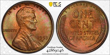 1953-D 1C MS65BN