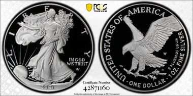 2021-W  $1 Silver Eagle - Type 2 First Strike PR70DCAM