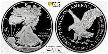 2021-W  $1 Silver Eagle - Type 2 First Strike PR70DCAM