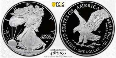2021-W  $1 Silver Eagle - Type 2 First Strike PR70DCAM