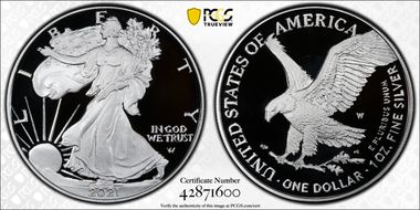 2021-W  $1 Silver Eagle - Type 2 First Strike PR70DCAM
