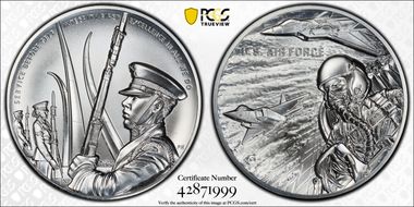 (2021-P) Medal U.S. Air Force Matte 2.5oz Ag First Strike MS70