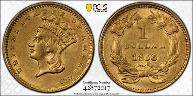 1856 G$1 Slanted 5 AU55