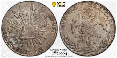 1867-Ca JG 8 R Ca43 MS62