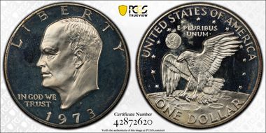 1973-S $1 Silver, DDO, FS-101 PR67DCAM