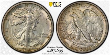 1917-S 50C Reverse MS61