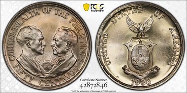 1936-M 50C Commonwealth KM-176 MS65