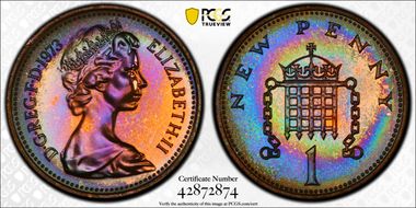 1973 1p S-B1 New Penny PR67BN