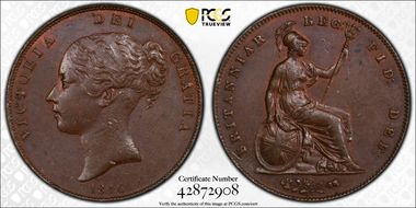 1846 1D S-3948 Near colon MS62BN