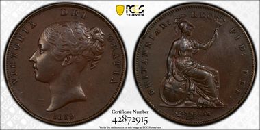 1859 1D S-3948 AU58BN