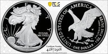 2021-W  $1 Silver Eagle - Type 2 First Strike PR70DCAM