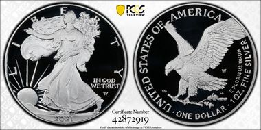2021-W  $1 Silver Eagle - Type 2 First Strike PR70DCAM