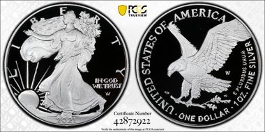2021-W  $1 Silver Eagle - Type 2 First Strike PR70DCAM