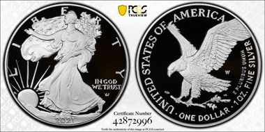 2021-W  $1 Silver Eagle - Type 2 First Strike PR70DCAM