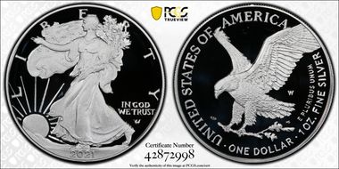 2021-W  $1 Silver Eagle - Type 2 First Strike PR69DCAM