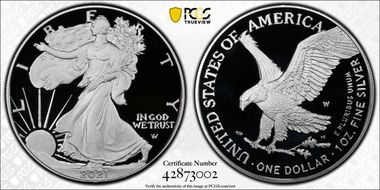 2021-W  $1 Silver Eagle - Type 2 First Strike PR70DCAM