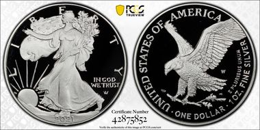 2021-W  $1 Silver Eagle - Type 2 First Strike PR70DCAM