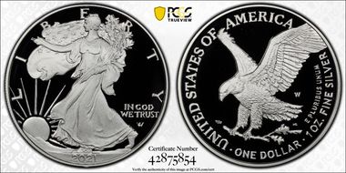 2021-W  $1 Silver Eagle - Type 2 First Strike PR70DCAM