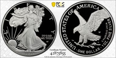 2021-W  $1 Silver Eagle - Type 2 First Strike PR70DCAM