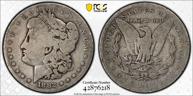 1882-O/S $1 VAM 5, O/S Broken AG3