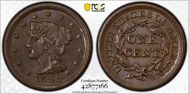 1848 1C N-9 MS65BN