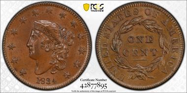 1834 1C N-1, Small 8 MS64BN